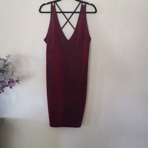 Shein 1XL Shimmer Burgundy Bodycon